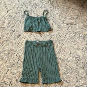 SHEIN green cropped top with matching bottoms